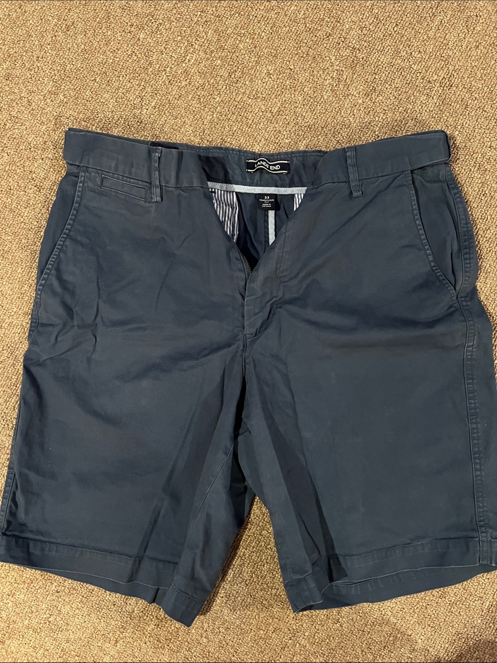 Men's Land’s End Navy Cotton Chino Shorts